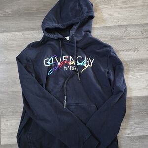 Givenchy Men's Multicolor Logo Navy Hoodie